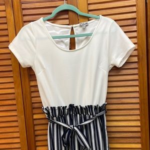 Paperbag striped jumpsuit